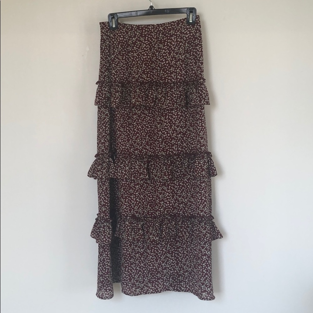 Anthropologie Blue Tassel Maxi skirt